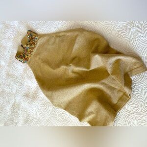 Yansi Fugel Gold Lurex Top With High Beaded Collar. Vintage